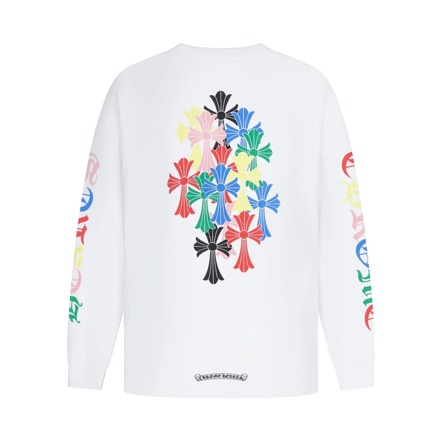 🅿️350 [Exclusive supply] CH Miami limited color cross long sleeves (white) The fabric is made of 26-woven 220-gram high-weight cotton fabric, which is thick and crisp and not easy to deform, with fine texture, breathable and skin-friendly. The design is derived from the CH Miami limited series. The colorful cross print interprets the brand's classic aesthetics, and is trendy and cool with a tension of faith. High-temperature ink printing process, rich color levels and delicate transitions, even large-area complex patterns are still bright and durable without cracking after washing. Size:S-M-L